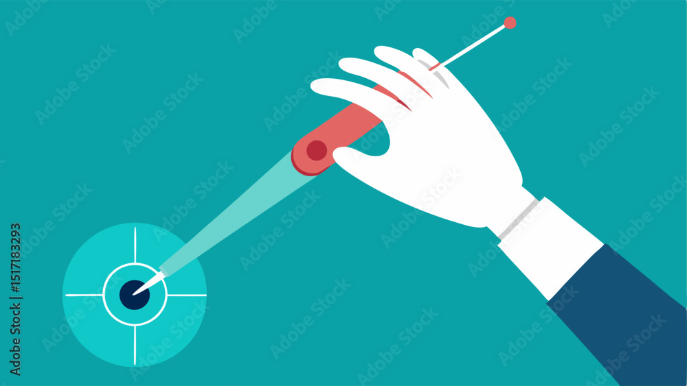 Poster handeye coordination drill a closeup of a surgeons hand reaching out to grab a virtual scalpel empha