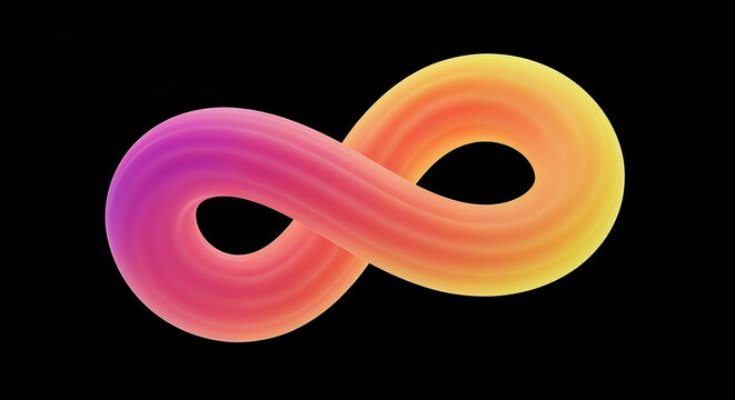 Infinity symbol glowing with vibrant colors on black background