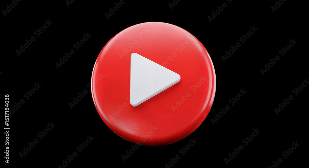 Aufkleber Red round play button showing white play symbol on black background