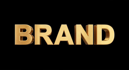 Obraz premium Golden brand word shining on black background