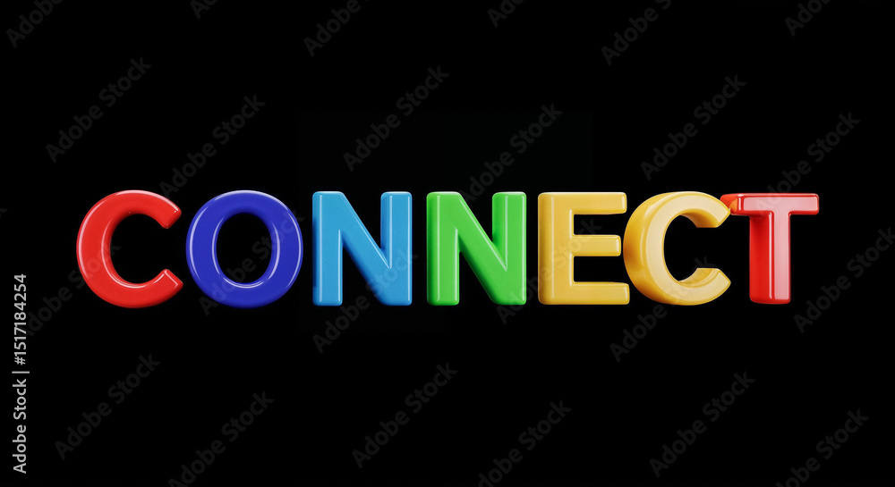 Aufkleber colorful 3d word connect on black background representing connection
