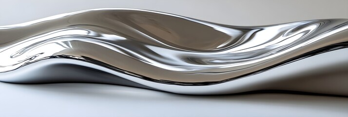 Abstract Chrome Liquid Metal Sculpture Design Shiny Reflective Surface Modern Art