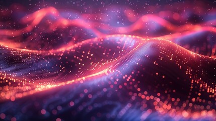 Fototapeta premium Abstract Red and Blue Particle Wave Background Digital Art Perfect for technology websites and presentations