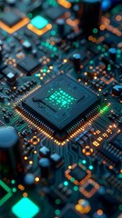 Obraz premium High Tech Computer Microchip Close Up Detailed Circuit Board Technology Image