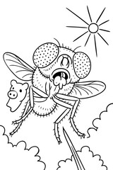 Insect  Fly Cute Animal Doodle Line Art Illustration Pen Marker