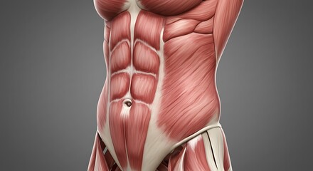 Anatomy of abdominal muscles human body torso fitness health medical illustration muscle structure video 4k
