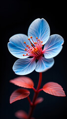 Vibrant Blue and Red Flower Close-Up