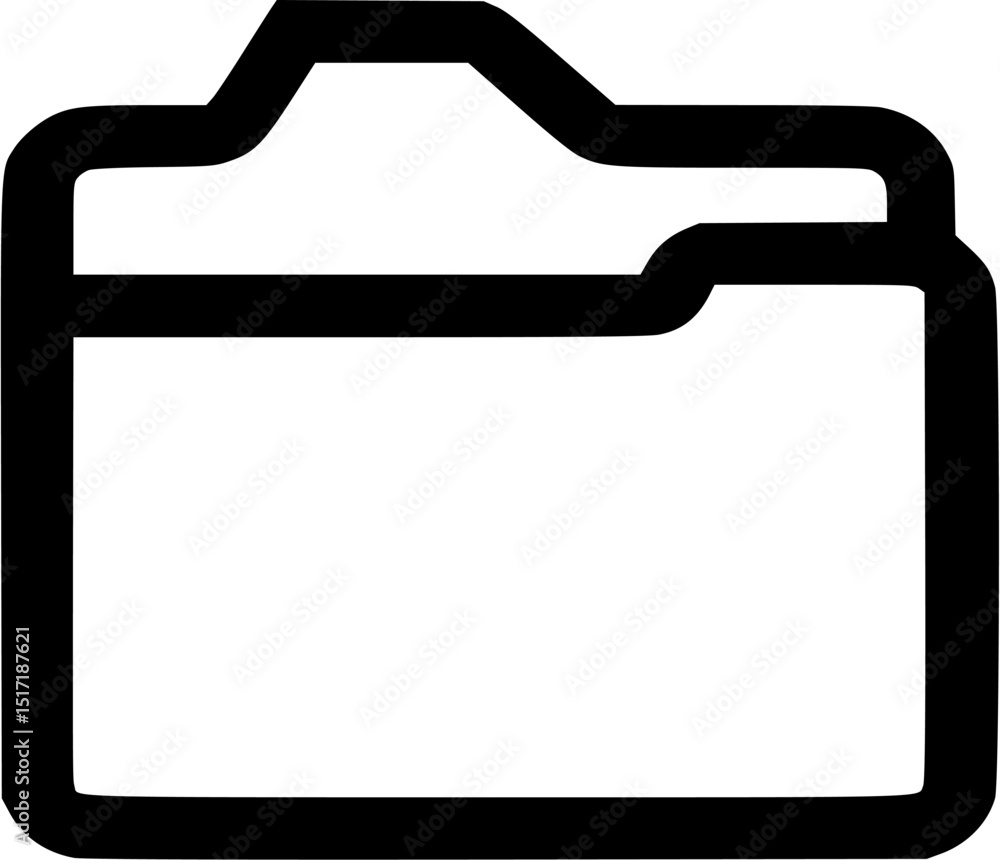 Poster a black outline icon of a file folder with a tab protruding to the right against a white background