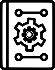 Obraz premium A blackandwhite technical manual illustration shows a gear and connections on a book or document