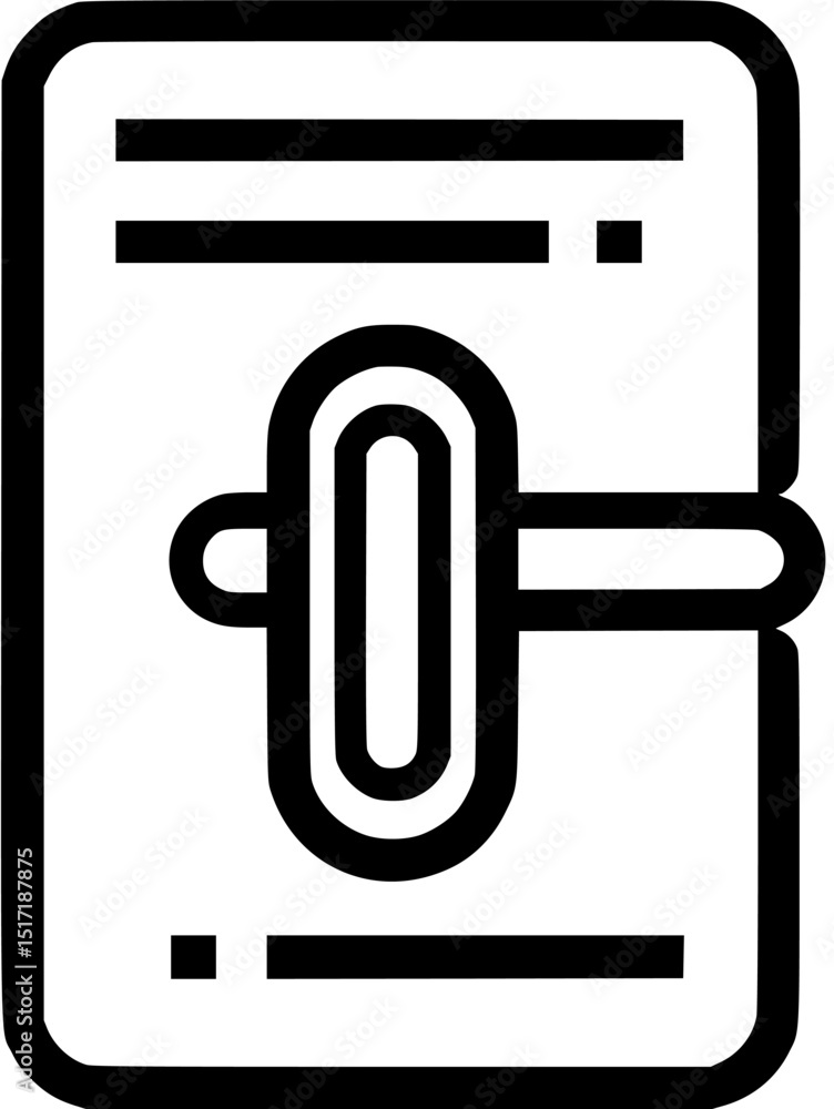 Poster black and white image of a latch or lock mechanism with horizontal lines above and below it on a rec