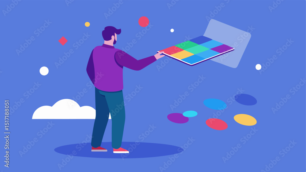 Poster color palette selection an artist selecting colors from a floating palette in augmented reality whil
