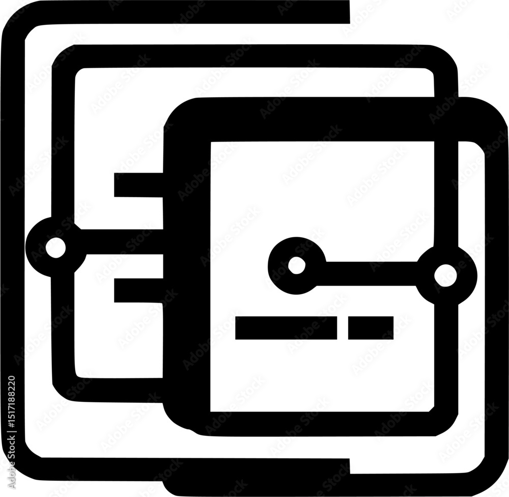 Poster two overlapping schematics each with square outlines and linebased designs