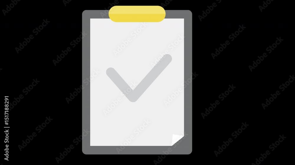 Poster modern digital checklist verification graphic, confirmed document icon design on a transparent backg