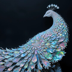 자개 모양으로 만들어낸 공작의 우아한 자태