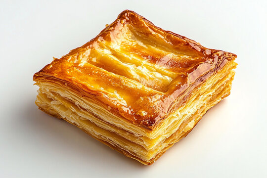 A photorealistic top-down view of a Chilean milhojas