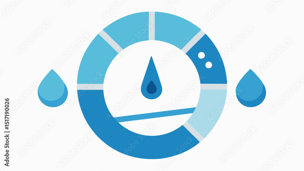 Poster hydration meter a circular gauge displaying daily water consumption with a needle pointing to the op
