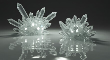 Luminous Crystal Clusters A 3D Render of Sparkling Gems