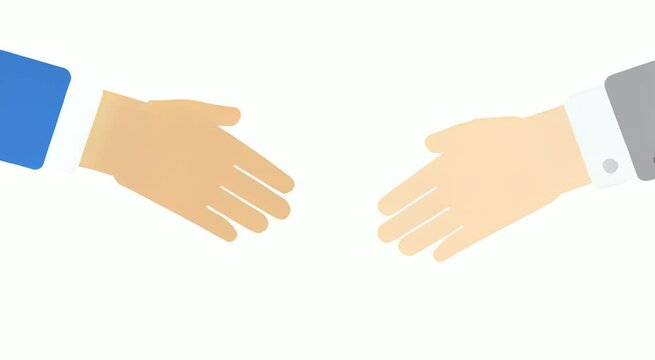 Flat vector-style icon of two people shaking hands. Simplified hands and arms in a clean, modern style.