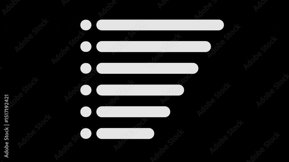 Poster animated horizontal bar graph with growing indicators on a transparent background