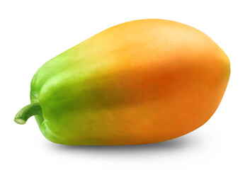 Ripe papaya isolated on transparent background.