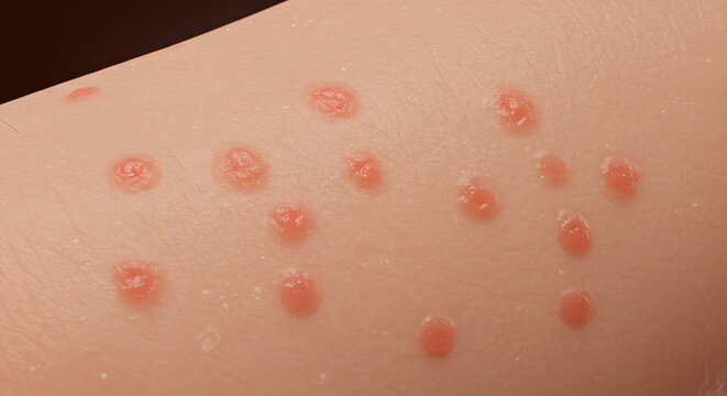 Close-up of Small, Red, Papular Skin Rash on Light Skin