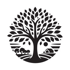 tree silhouette, editable vector image