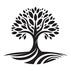 tree silhouette, editable vector image