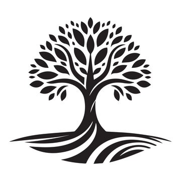 tree silhouette, editable vector image