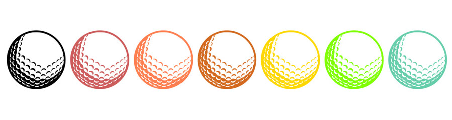 Vector Set Golf Ball - Black and White Close-up Icon isolated on transparent background. three-dimensional vector illustration eps file
