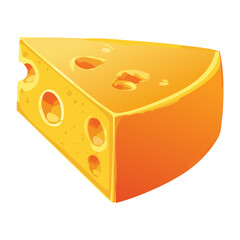 Yellow Cheese Wedge with Holes Detail - Vector Illustration