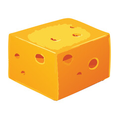 Yellow Cheese Block Cube - Vector Illustration