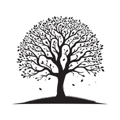 tree silhouette, editable vector image
