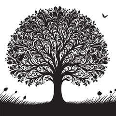 Fototapeta premium tree silhouette, editable vector image