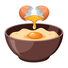 Raw Egg for Baking or Cooking Mixture - Vector Illustration