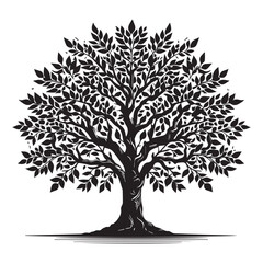 tree silhouette, editable vector image