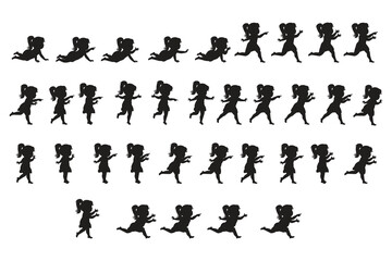 Cute Little Girl Silhouette Illustration