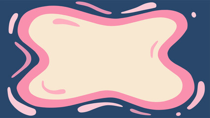 Abstract background with soft pink fluid frame over a deep blue backdrop and creamy center. Modern, minimal, and cute design perfect for presentations, templates, or branding visuals.
