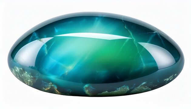 Polierter Grandidierit-Edelstein in tiefem Blaugr&uuml;n mit seltener transparenter Struktur und glatter Oberfl&auml;che