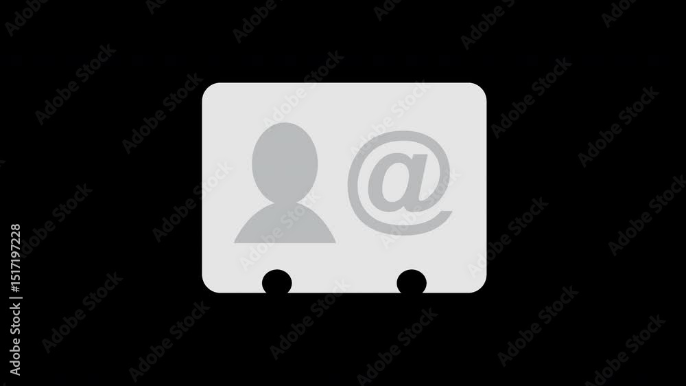 Poster classic rolodex with person icon and email symbol in clean design style on a transparent background