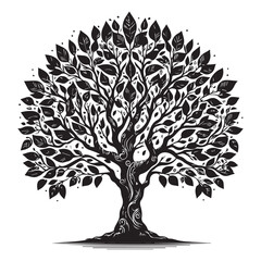 Obraz premium tree silhouette, editable vector image