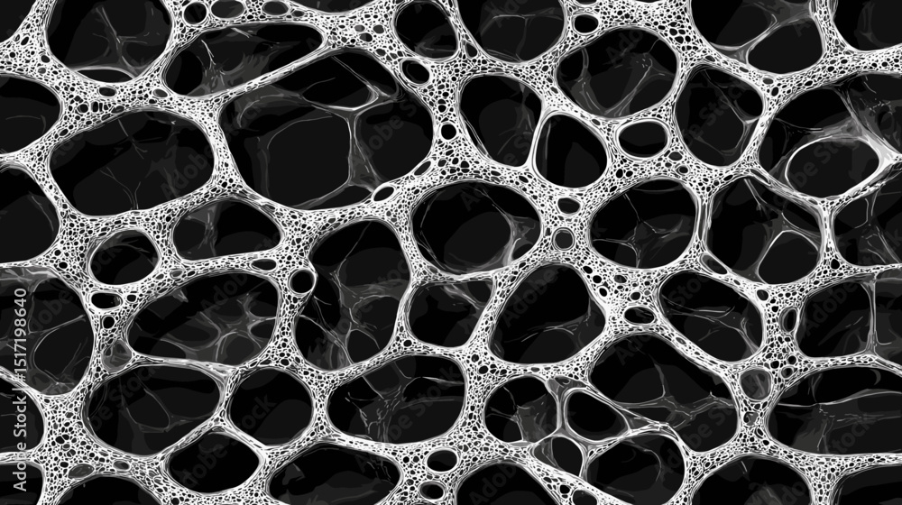 Aufkleber abstract black and white visual of interconnected bubble structures