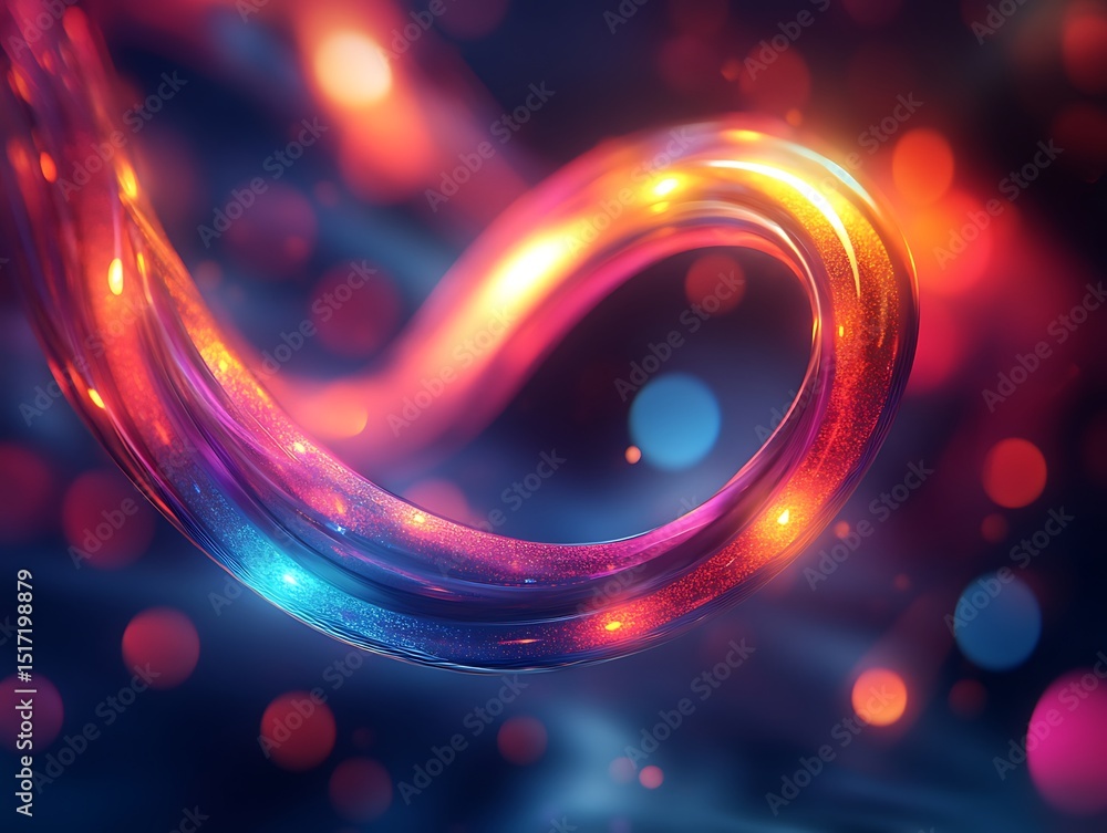 Aufkleber abstract luminous loop with vibrant colors against a blurred background