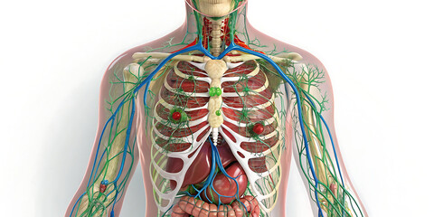 Lymphatic system of the human body 3d illustration