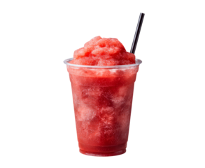 Refreshing red slush drink served in a clear cup
