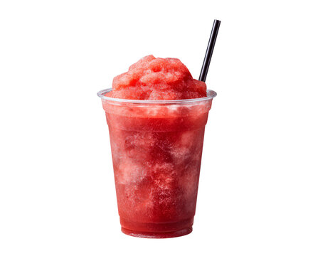 Refreshing red slush drink served in a clear cup