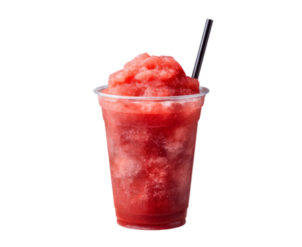 Refreshing red slush drink served in a clear cup