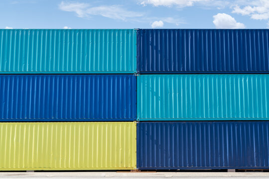 Unmarked Sea Containers On Dry Dock