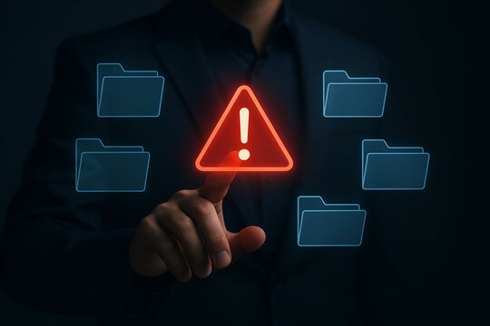 Cybersecurity alert digital file warning concept