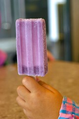 a kid's hand holding a popsicle