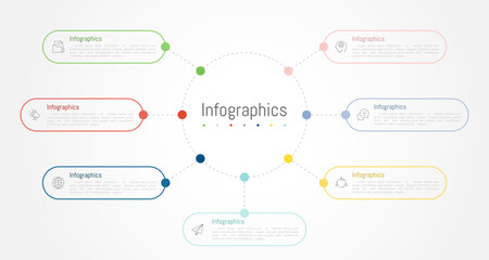 Infographic 7 options design elements for your business data. Vector Illustration.